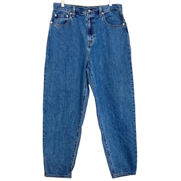 LEVI'S X FREE PEOPLE High Loose Tapered Jeans Hold My Purse Med Blue Wash - Picture 8 of 15